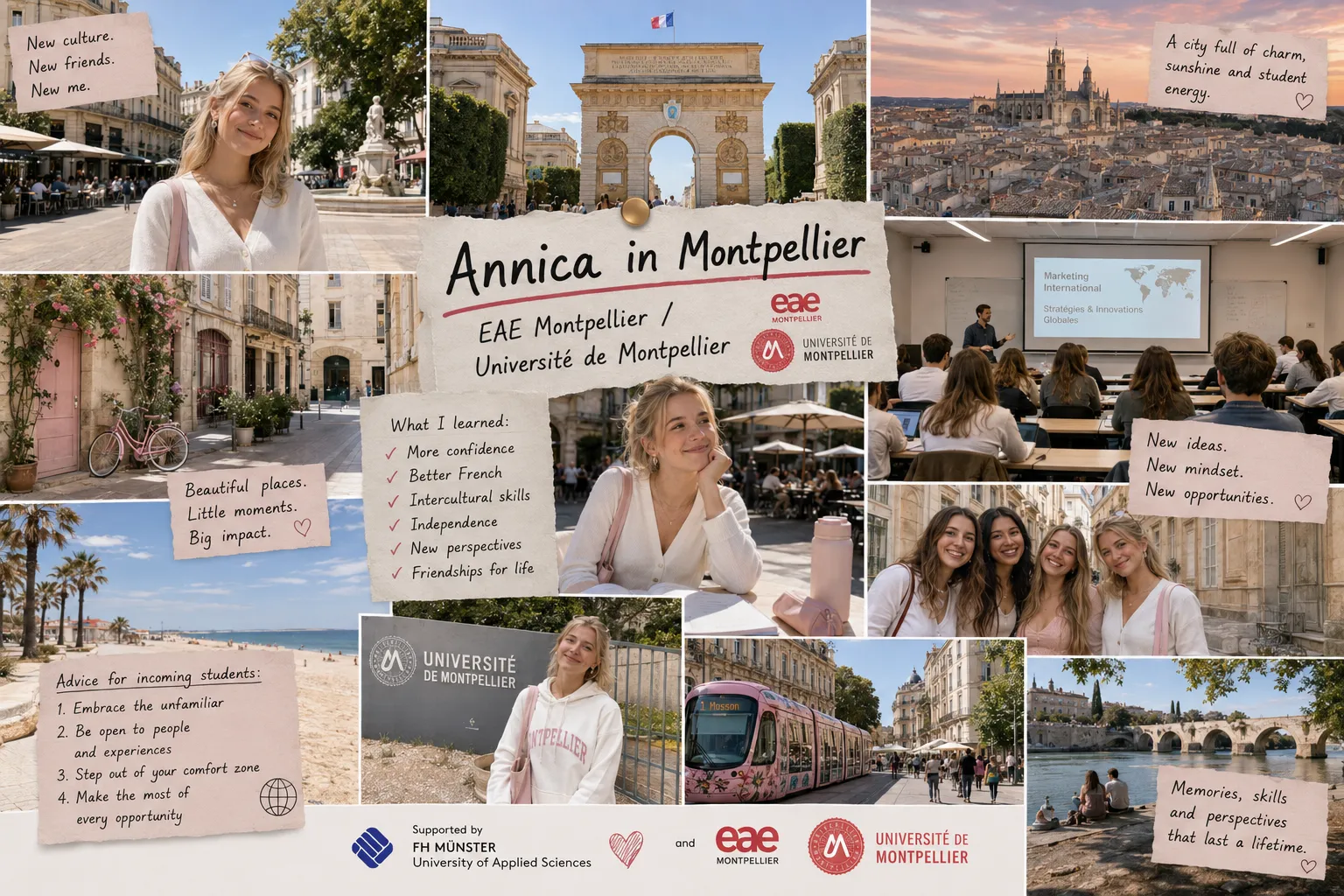 Annica collage from semester abroad in Montpellier, France