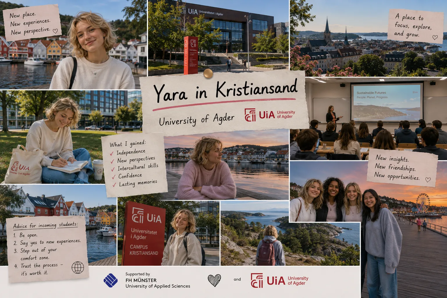 Yara collage from semester abroad in Kristiansand, Norway