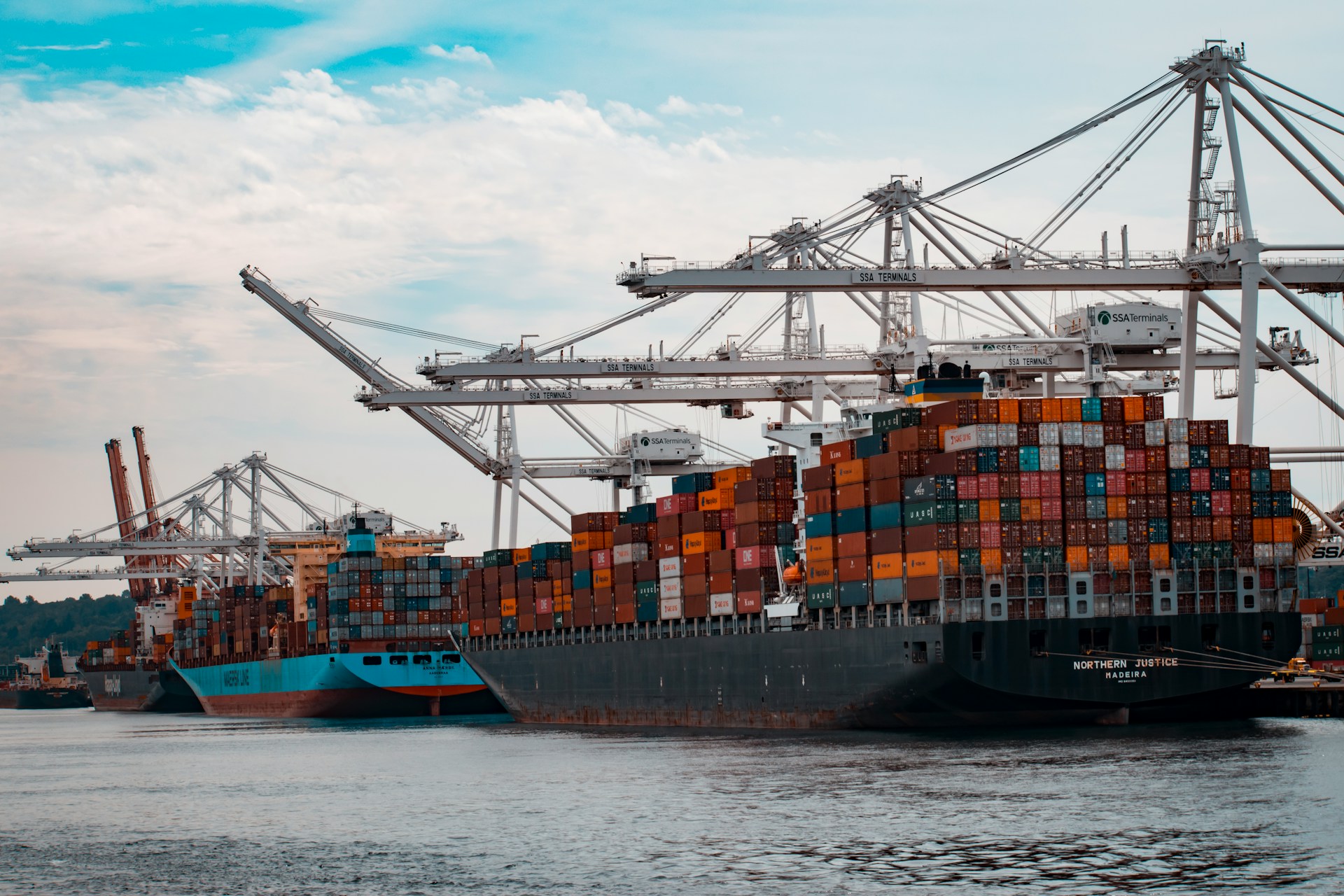 Container ship at the dock