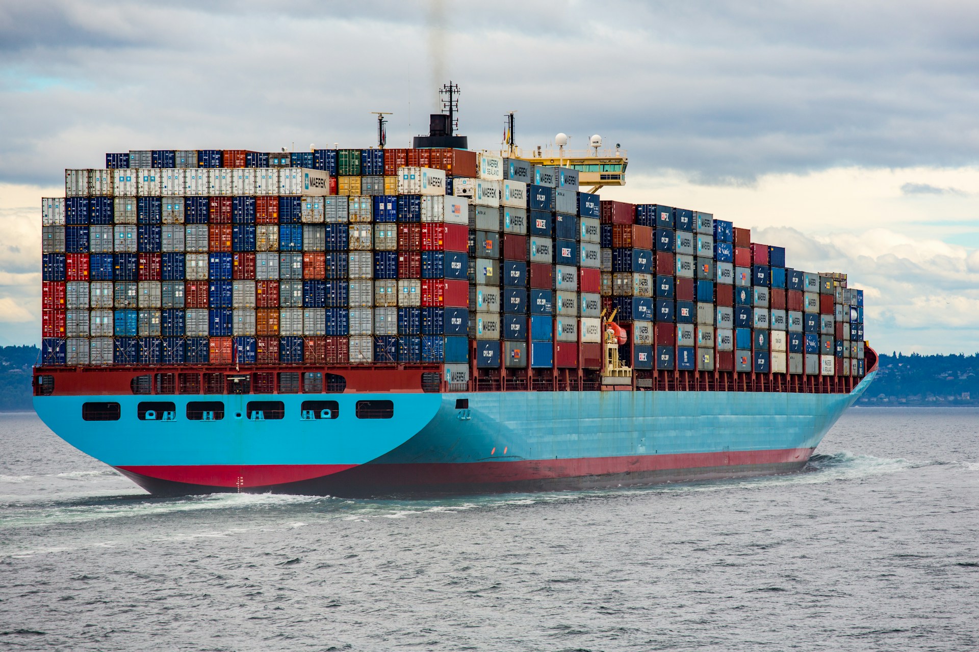 Container ship on the sea