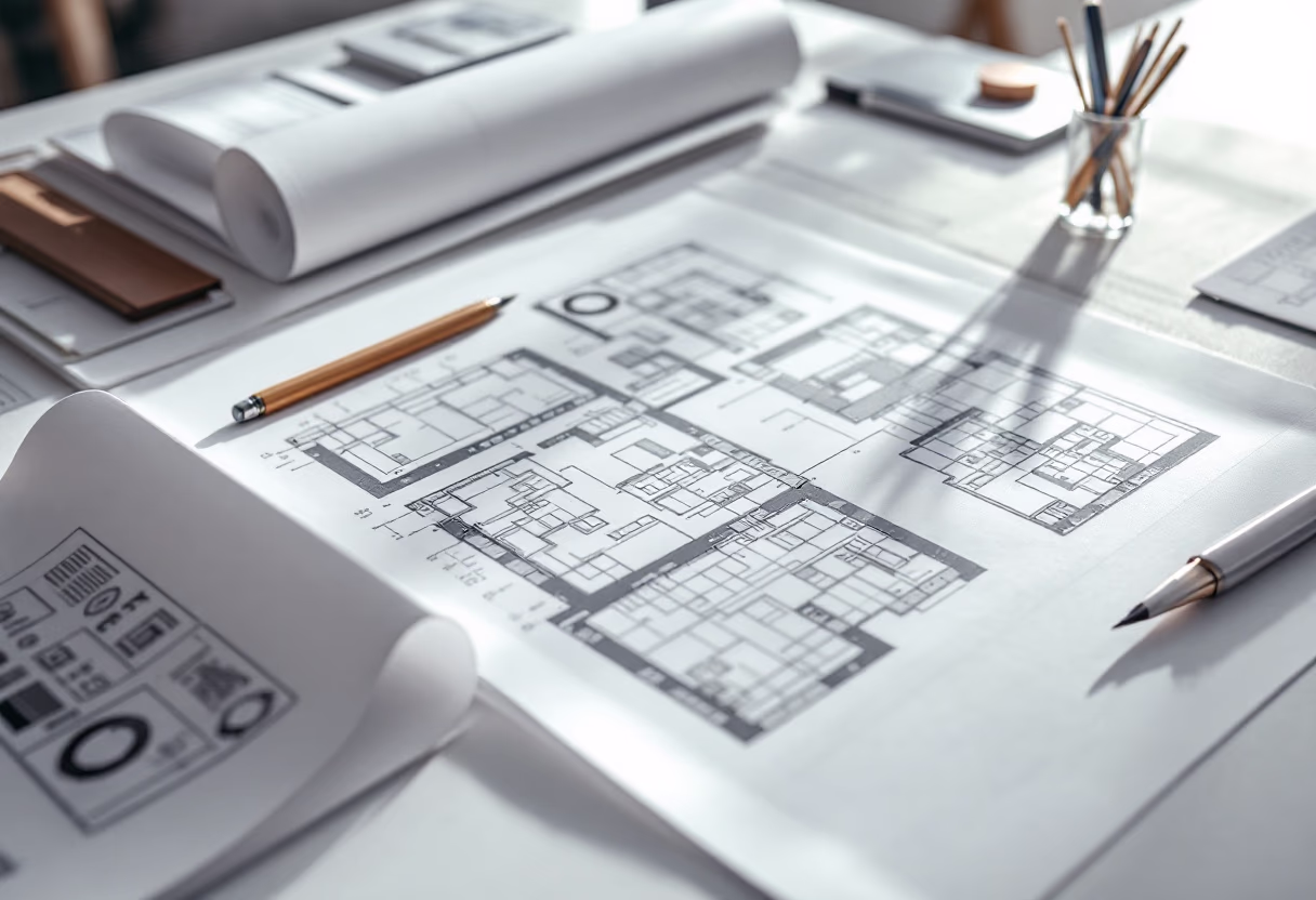 [background image] image of blueprint (for a construction company)