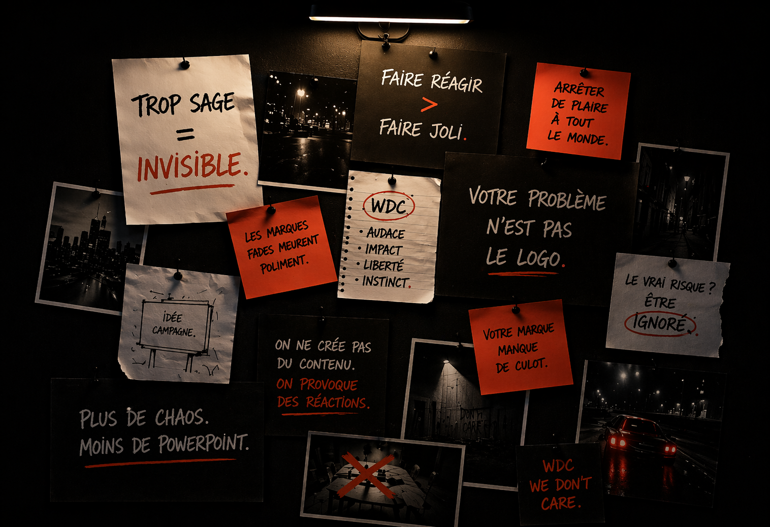 concept créatif, campagne publicitaire, brainstorming communication agence WDC Paris