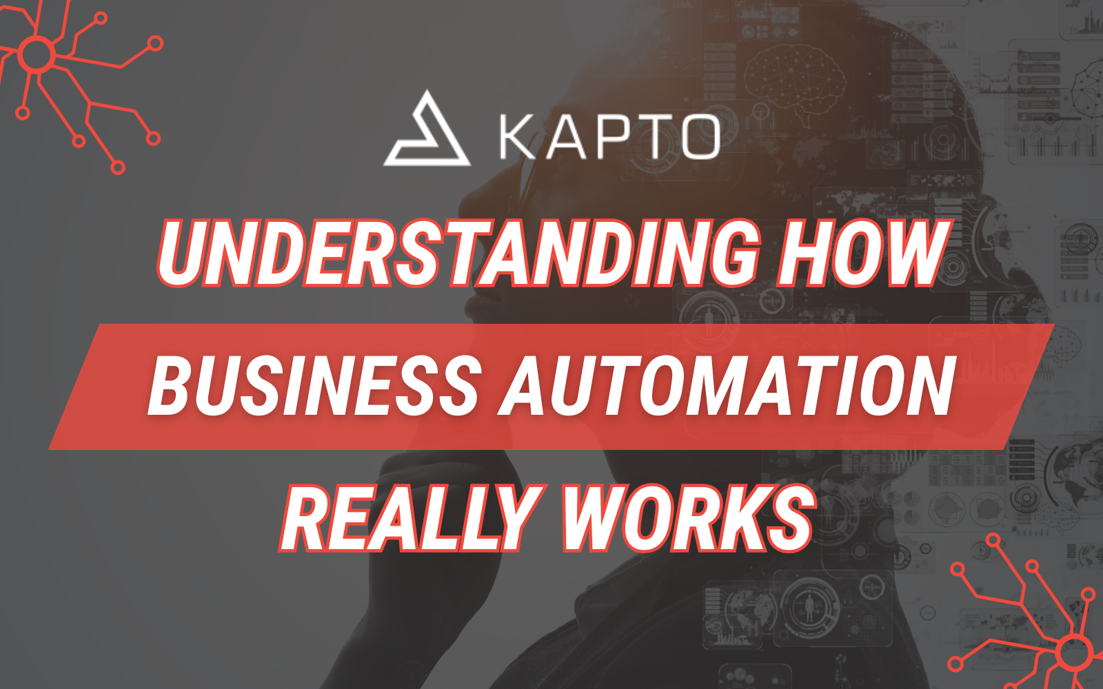 Business professional interacting with digital data automation interfaces