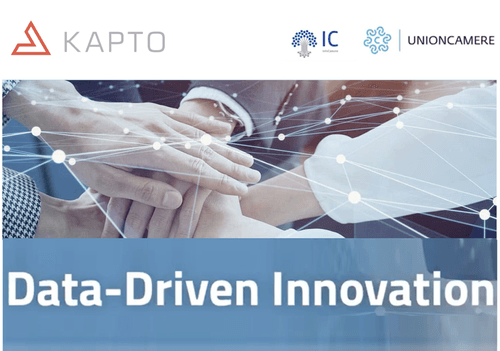 Data-Driven Innovation program visual with KAPTO AI, InfoCamere and Unioncamere logos