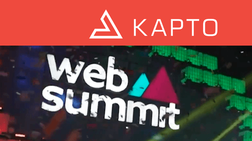 Web Summit event signage with KAPTO branding, announcing participation