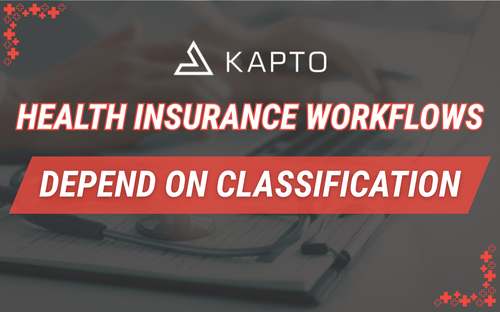 Health insurance documents and medical records representing classification-based coverage and reimbursement workflows