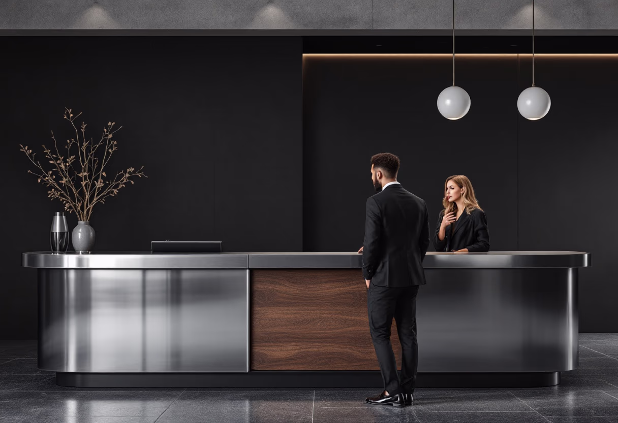 image of a person asking a question at an information counter (for a mobility and transportation)