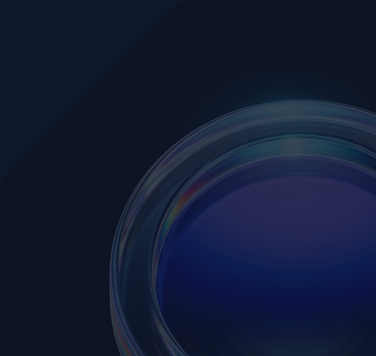 Abstract dark blue background with a translucent spherical shape and subtle light reflections.
