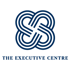 Dark blue abstract intertwined knot emblem above text reading The Executive Centre.