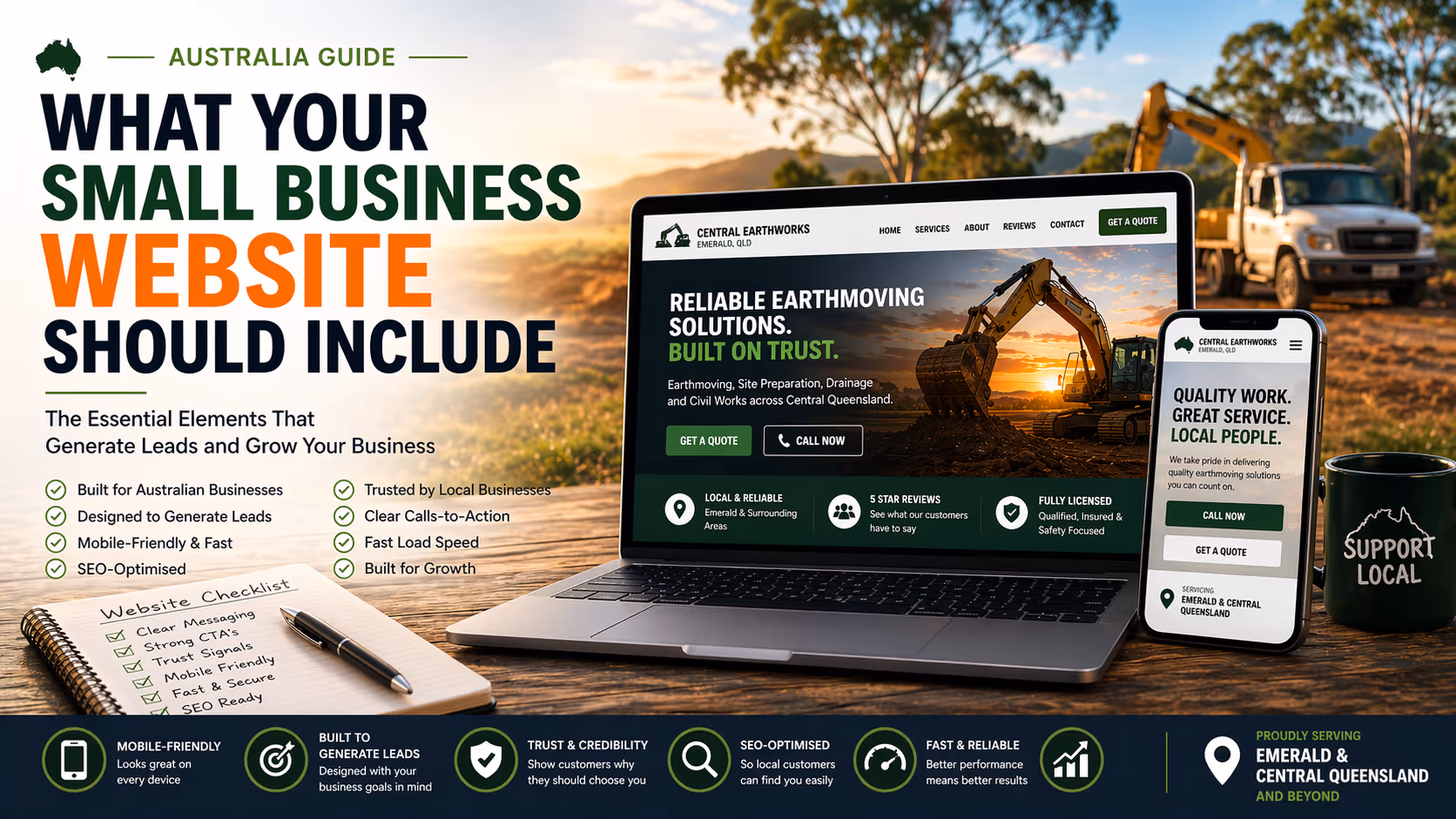 Example of a high-converting small business website in Australia with clear services, trust signals, and mobile optimisation