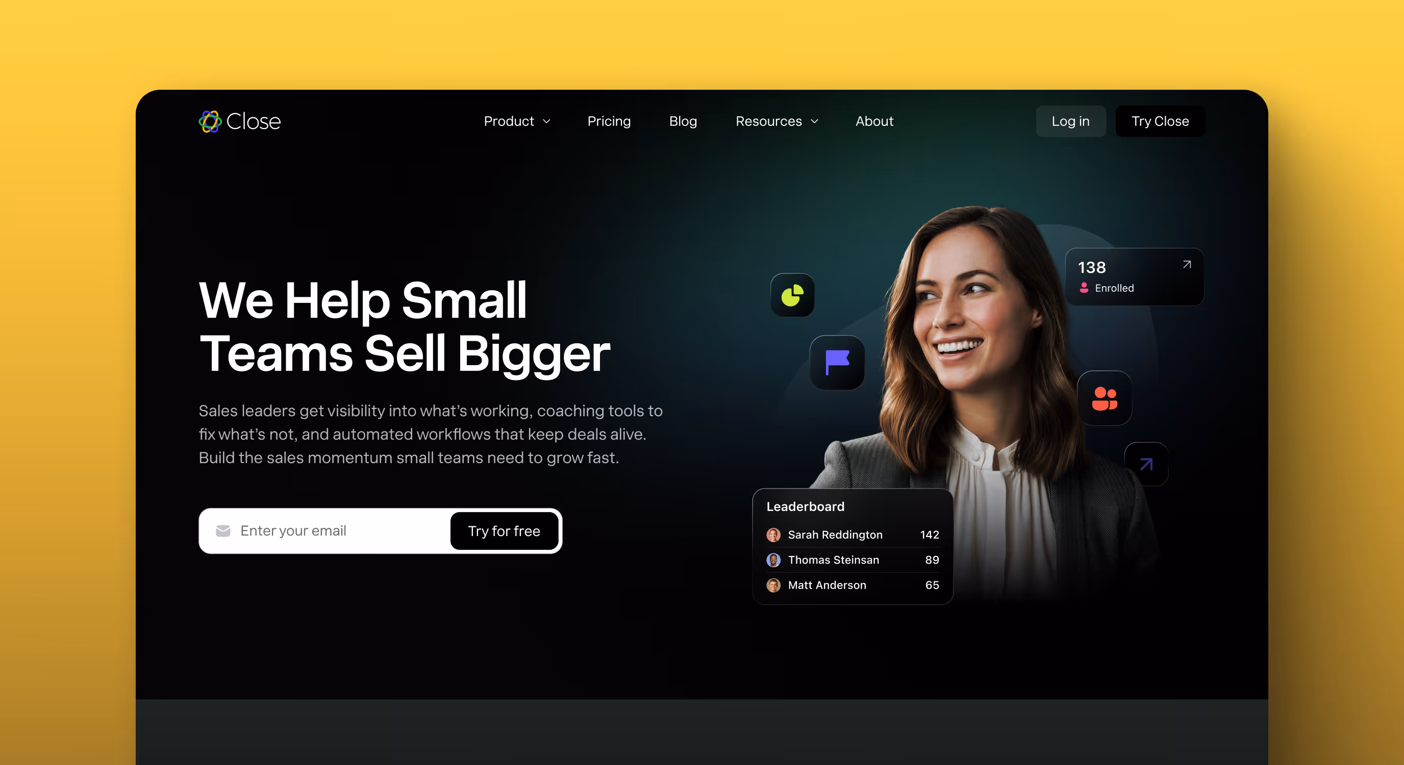 Design for Close Persona webpage.