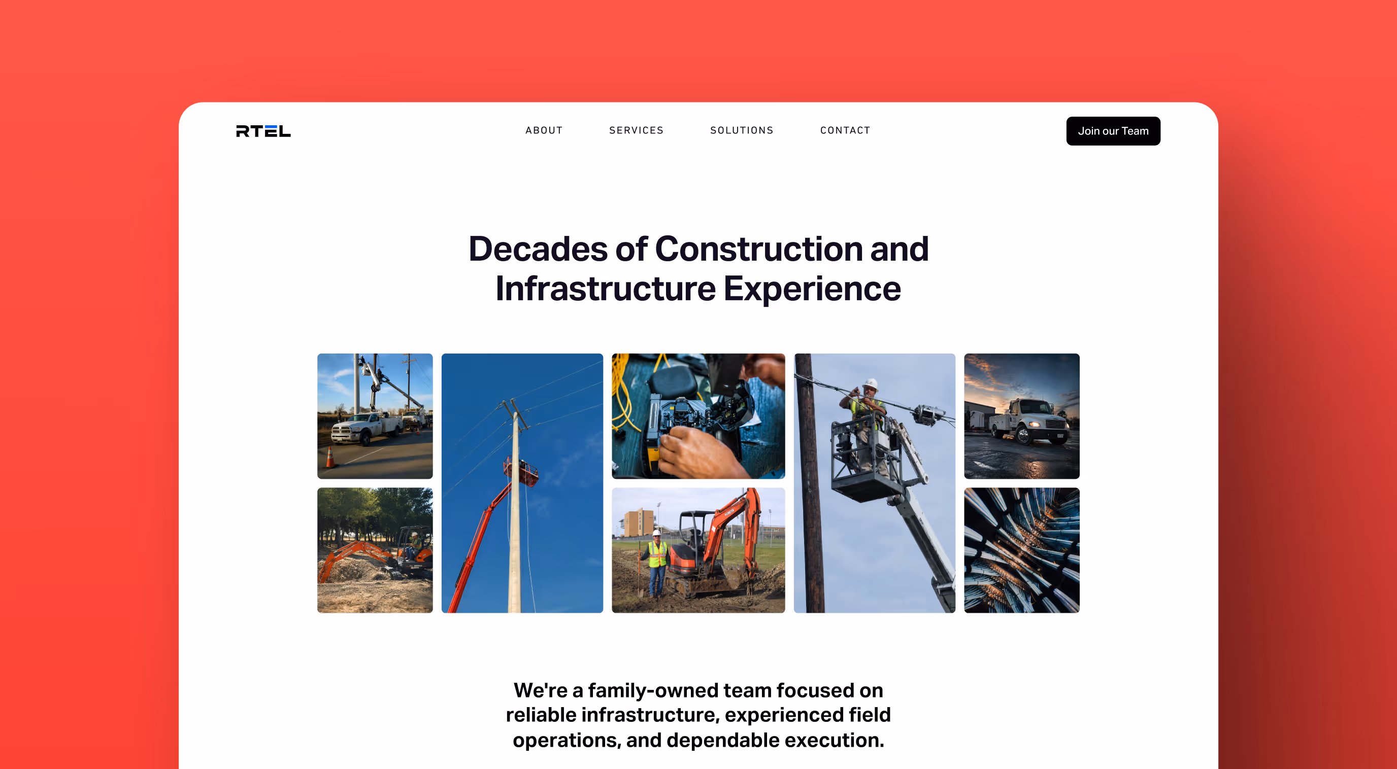 Landing page design for RTEL website.