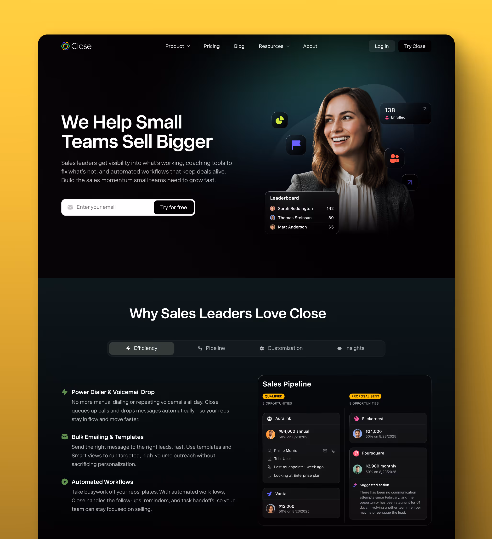 Design for Close Persona webpage.