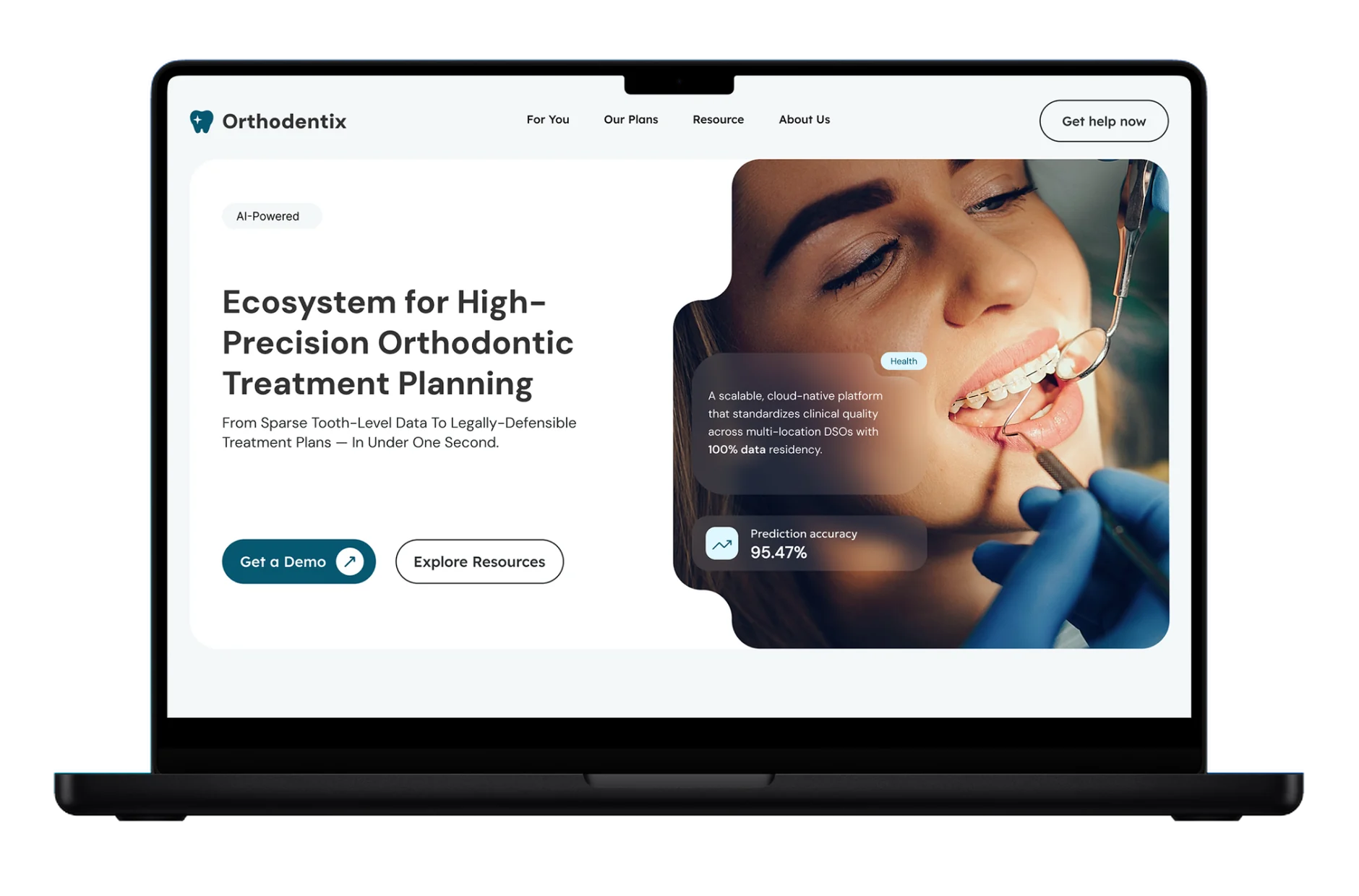 Orthodentix platform website on a laptop: AI-powered orthodontic treatment planning