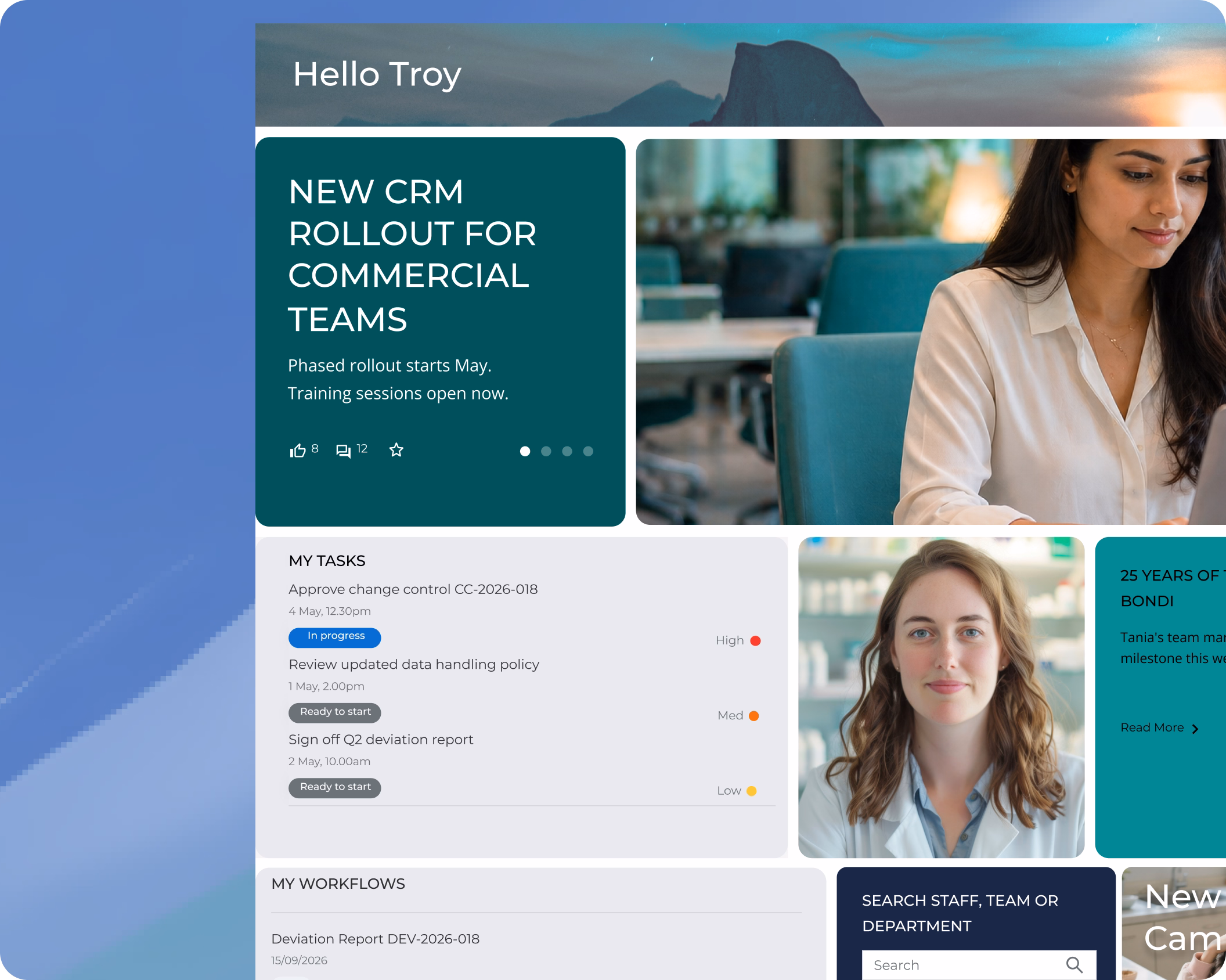 Where teams find updates, SOPs, and approvals