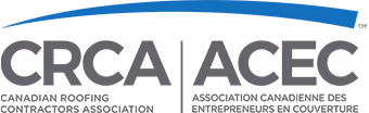 Logos of Canadian Roofing Contractors Association (CRCA) and Association des Entrepreneurs en Couverture du Québec (AECQ).