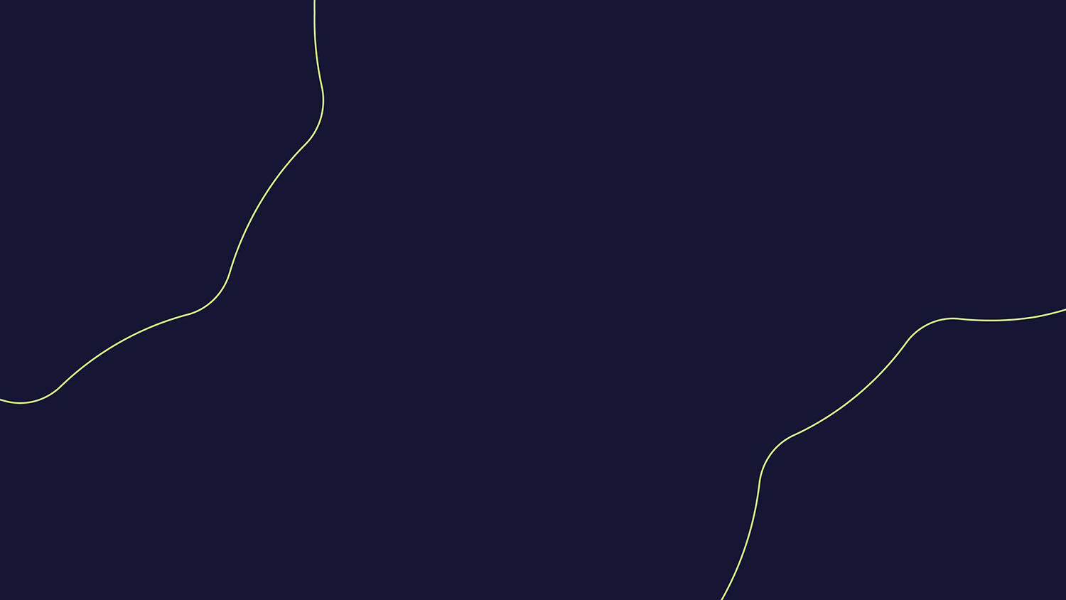 Dark blue background with thin, curving lime green lines along the edges.