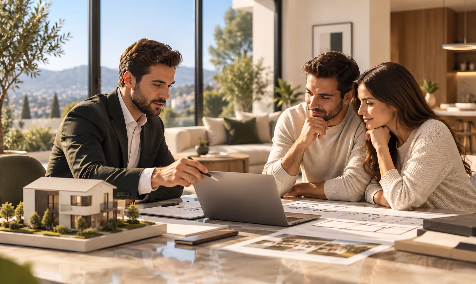 Advisor telling couple about property