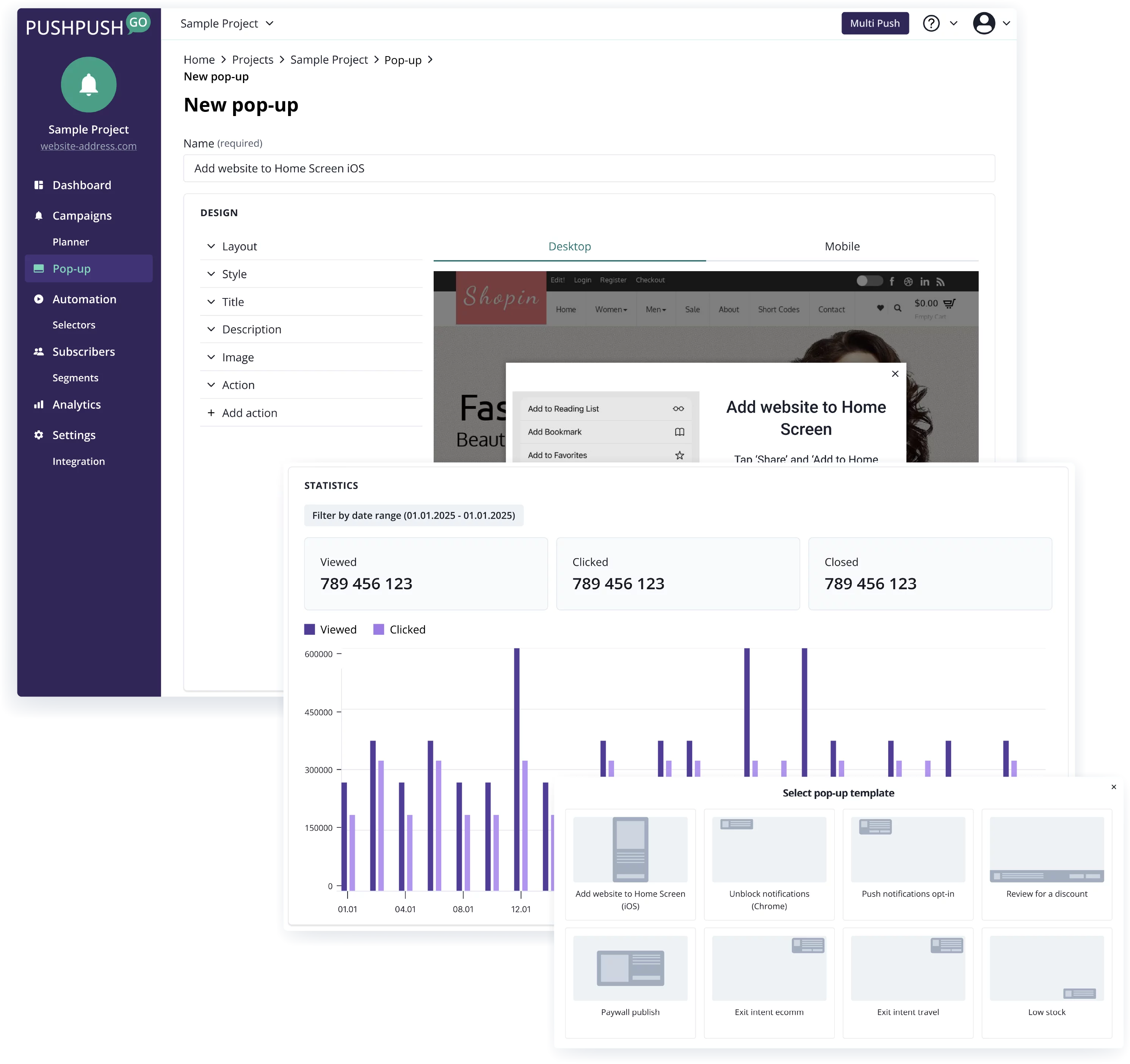 Dashboard mockup