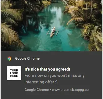 web push welcome message travel