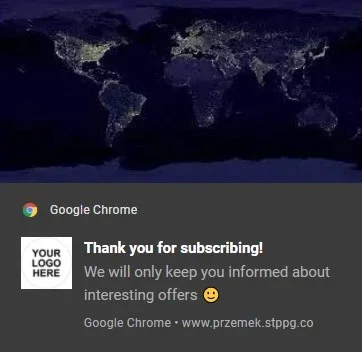 web push welcome message travel