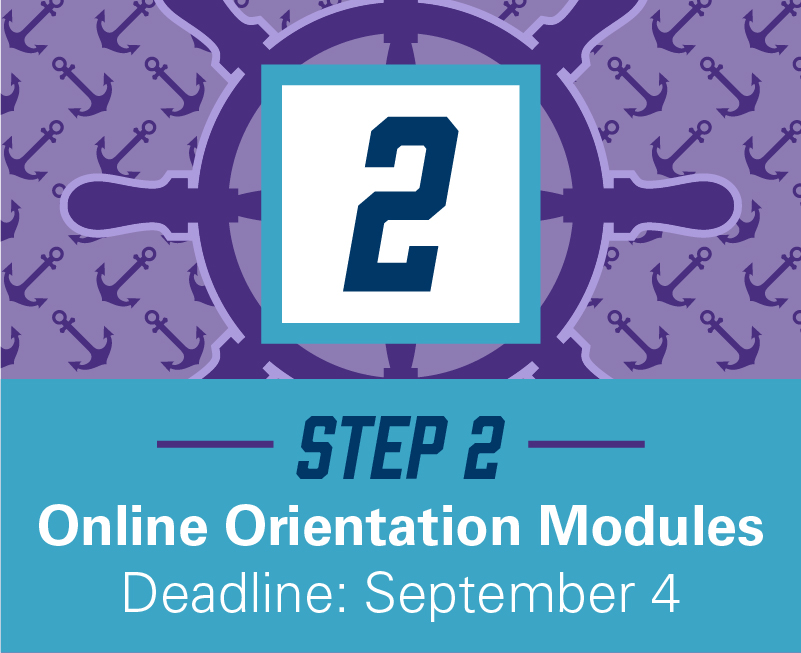 Step 2: Online Orientation Modules, Due September 4