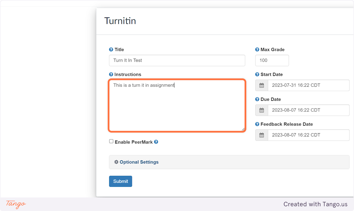 Add your title and instructions