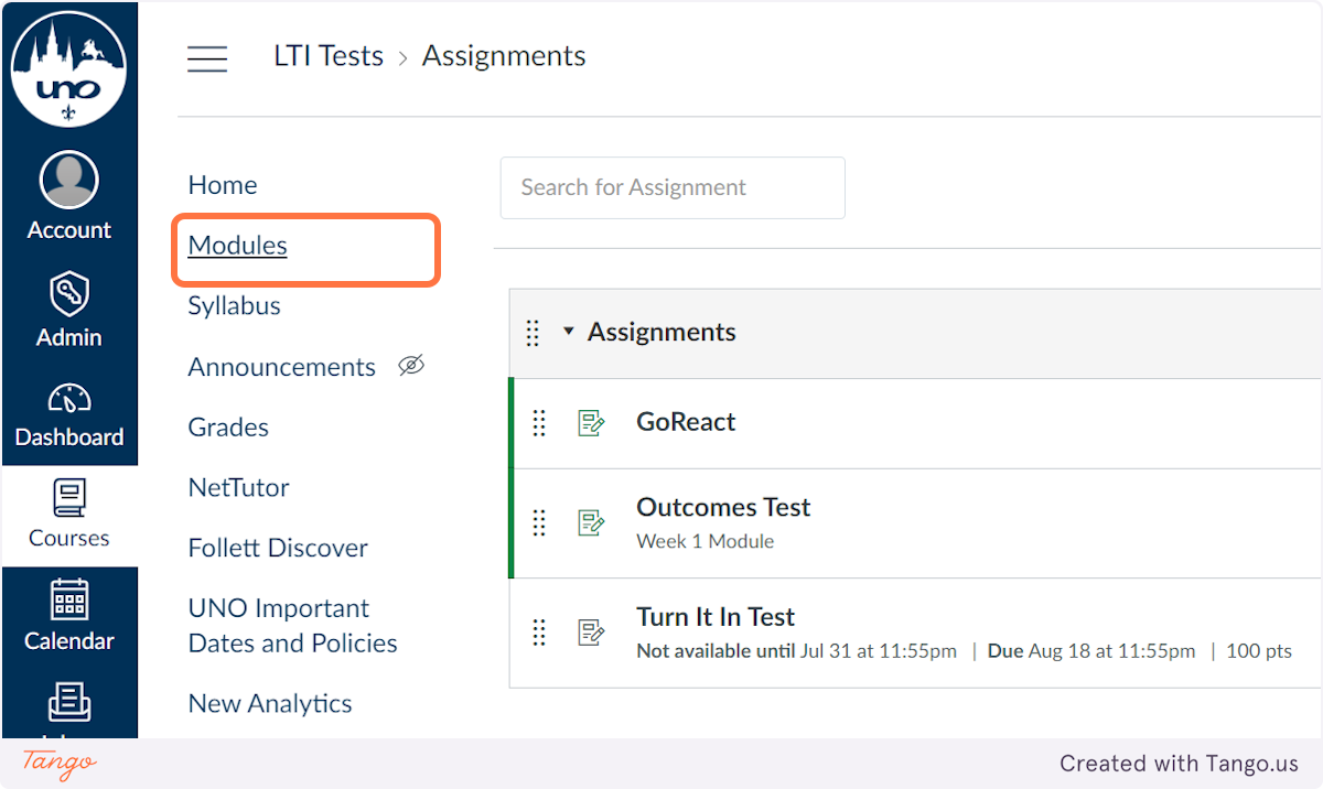 Click on Modules
