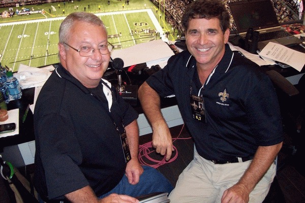 LSU New Orleans alumnus Doug Moreau (left) was recently chosen to receive the Joe Gemelli "Fleur de Lis” award for his contributions to the New Orleans Saints organization.
