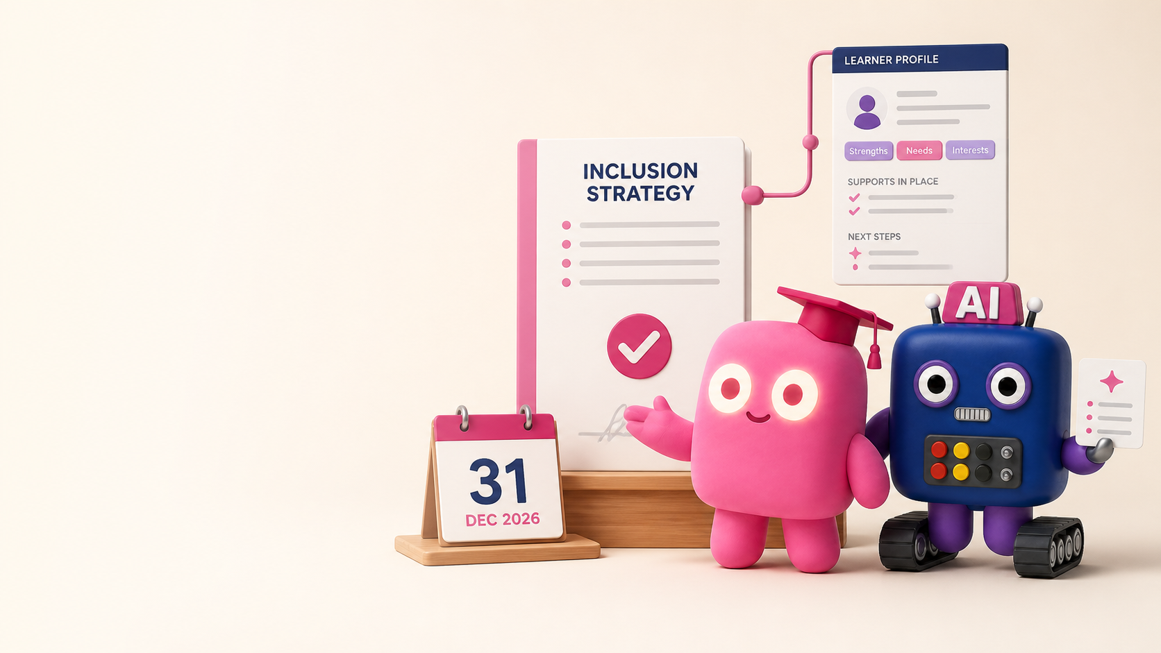 PAGSy and the PAGS AI robot beside a signed inclusion strategy document