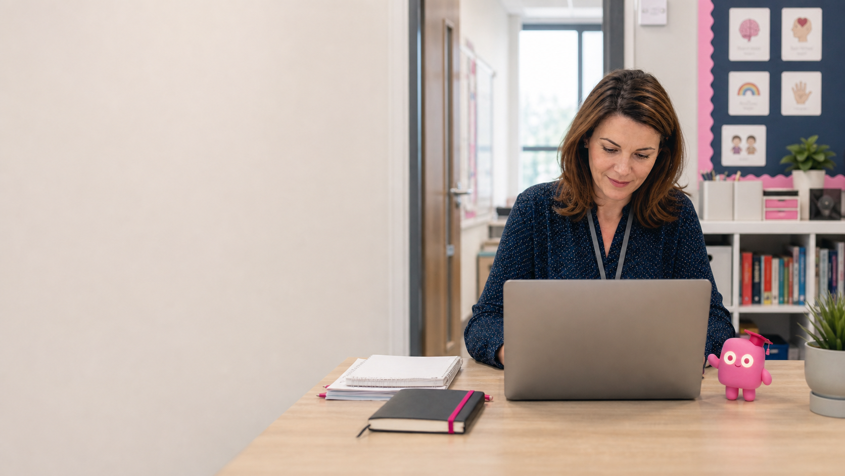 Teacher completing PAGS inclusive education training online in a classroom