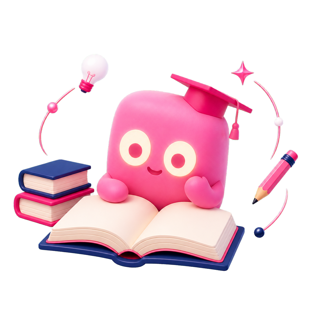 Illustration of Pagsy, the PAGS mascot, studying