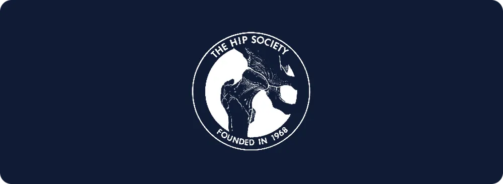 Logo of The Hip Society, a professional organization for orthopedic surgeons specializing in hip surgery.