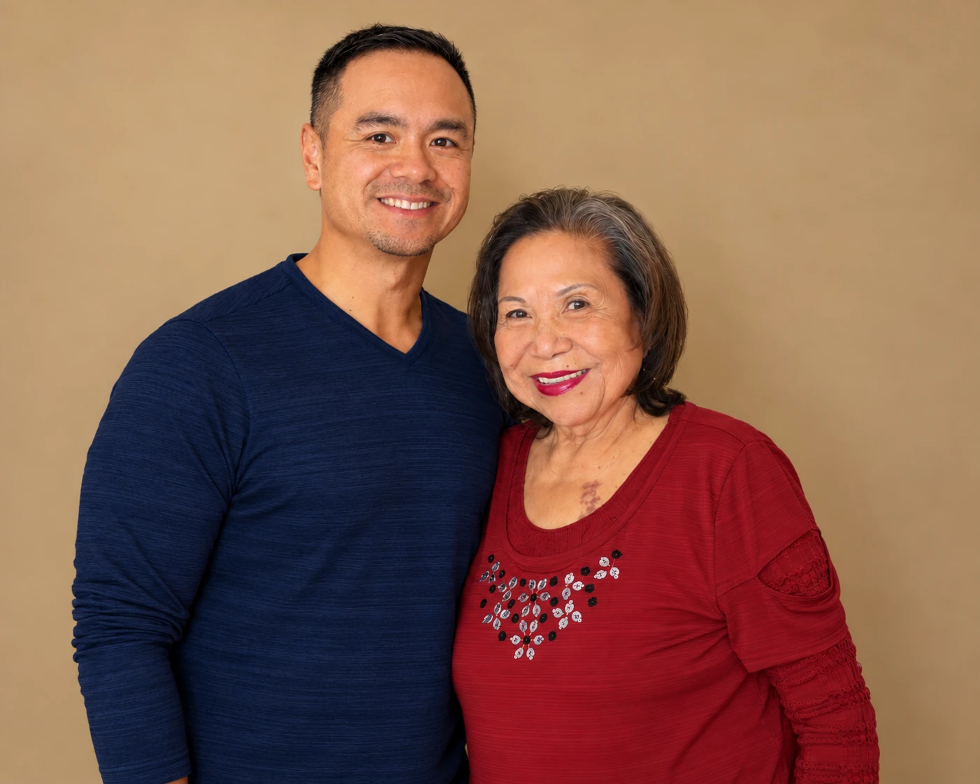 Michael DelaCruz with his mother, Marion.