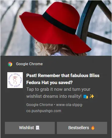 push notification wishlisht