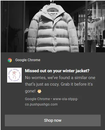 push notification back in stock example