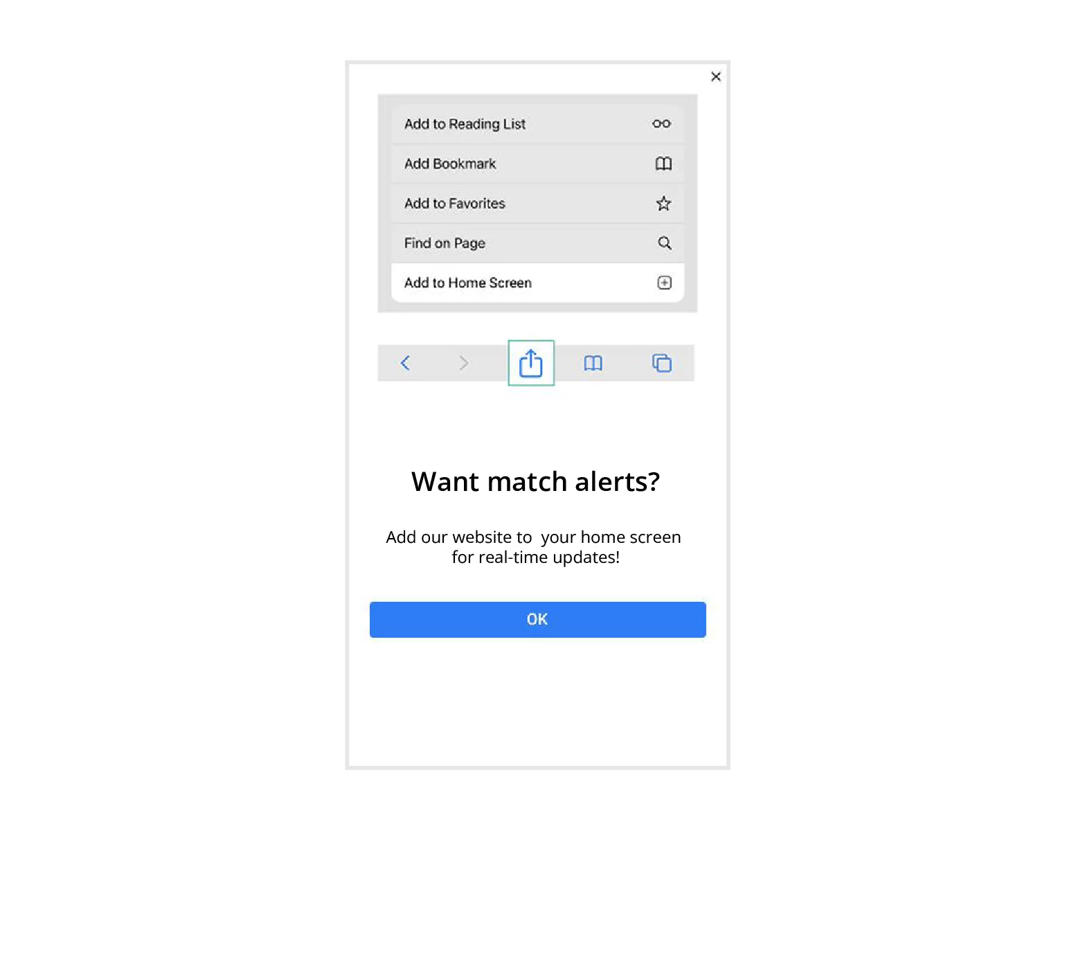 pop-ups that encourage users to pin the site to their home screen