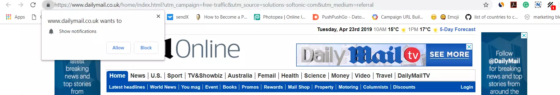 daily mail push notifications opt in form