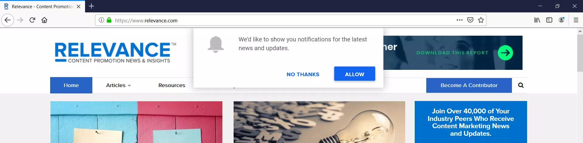 relevance push notifications opt in form