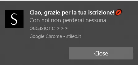 stileo push notifications welcome message