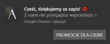 allani push notifications welcome message