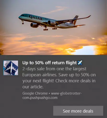 web push notification travel
