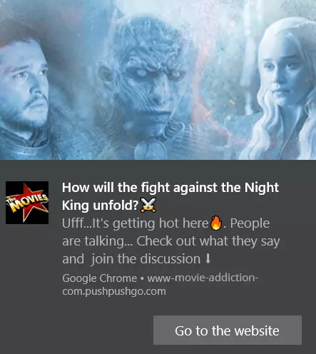 Game of thrones notification campaign