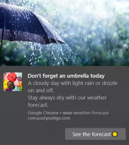 web push notification weather forecast