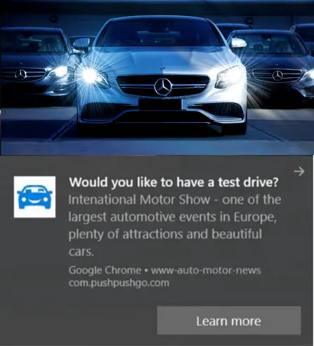 web push notification event promotion