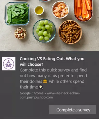web push notification one button