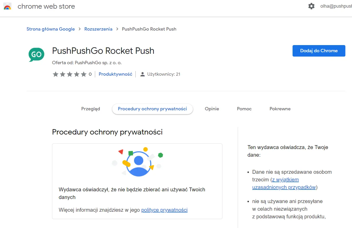 rocket push chrome extention