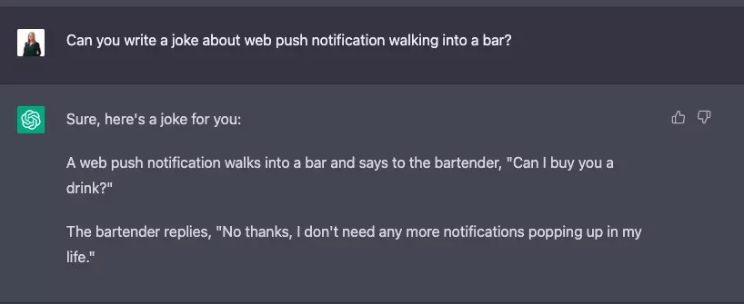chatGPT web push joke