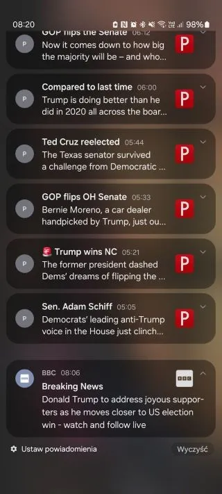 mobile push communication during US elections