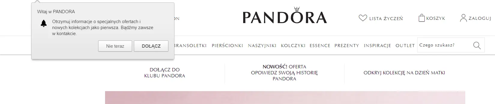 pandora forma subskrypcji web push